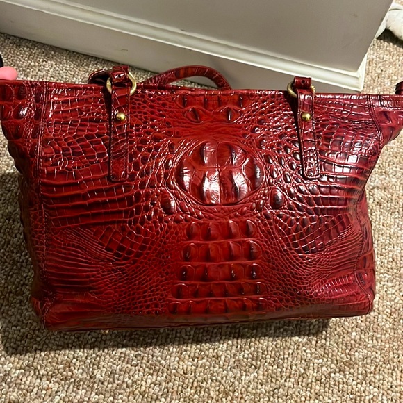 Brahmin Red Crocodile-Embossed Shoulder Bag - Picture 3 of 12